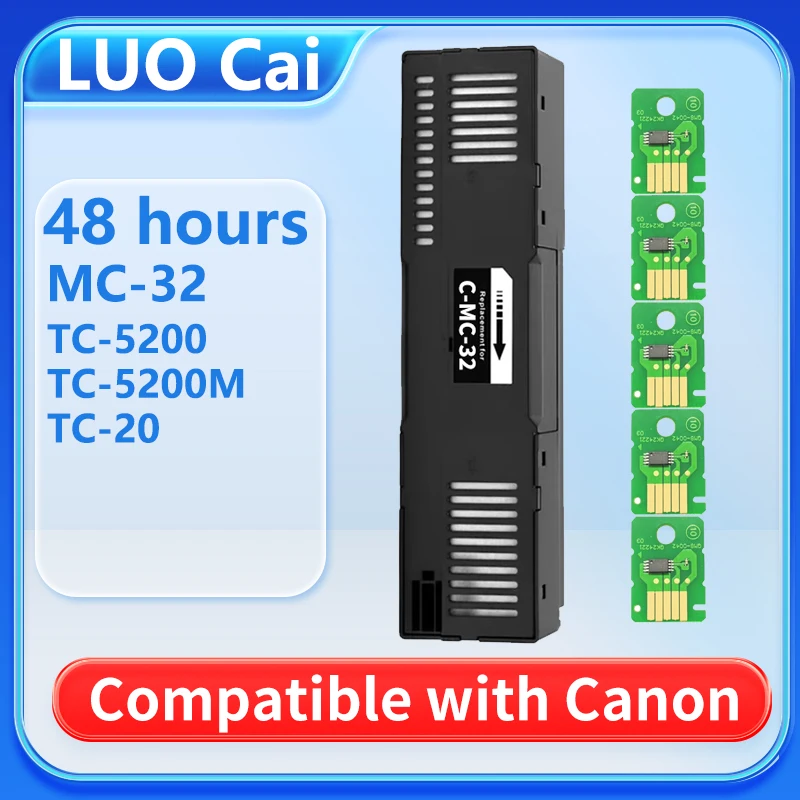 

Коробка для отработанных чернил MC32 MC-32 MC 32 для принтеров Canon ImagePROGRAF TC-5200 TC-5200M TC-20 TC20 TC 5200, чип коробки для обслуживания