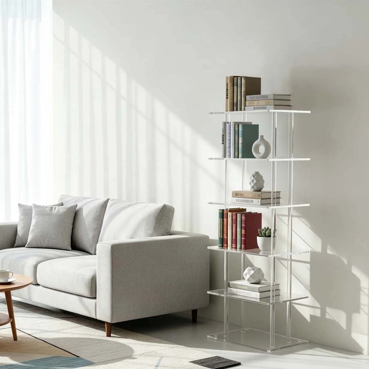 Cross-border courtyard acrylic plant stand, multifunctional transparent side table, coffee table, living room, bedroom, bedside