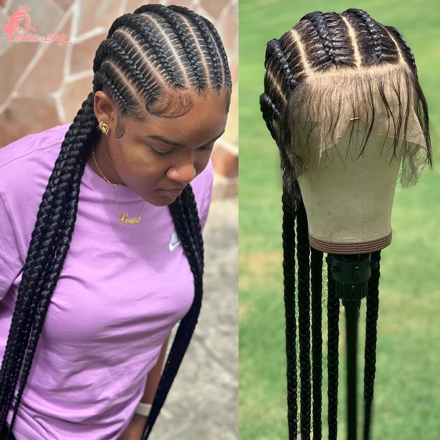 

Synthetic Cornrow Braided Wigs For Women 36 Inches Full Lace Twist Braiding Wig With Baby Hair Jumbo Knotless Box Braided Wigs