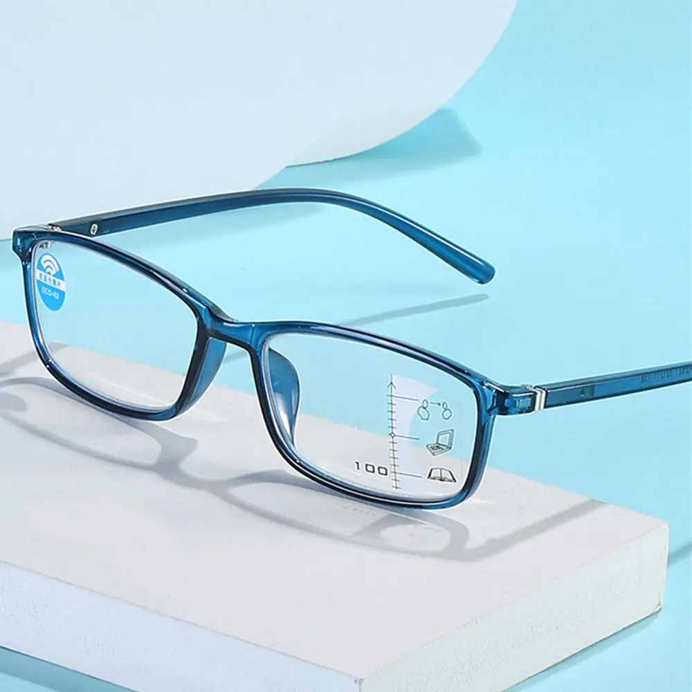 Men Women Frame Vintage Simple Anti-Blue Light Progressive Multifocal Reading Glasses Ultra Light Glasses