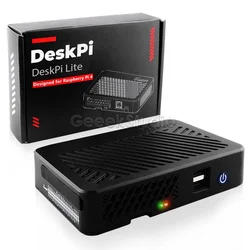 DeskPi Lite Case With Power Button Heatsink PWM Fan Full-Size HDMI/Extra Two USB Ports Enlosure Shell for Raspberry Pi 4B