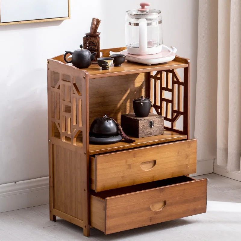 Tea Cabinet Solid Wood Storage Rack Multi Tier Tea Set Organizer Tea Leaves Holder Kitchen Living Room Dining Room Home Decor