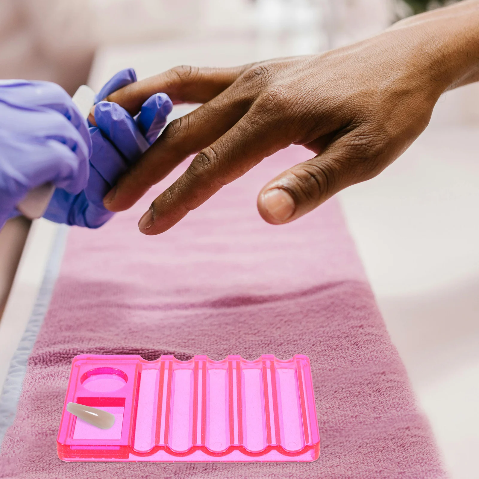 

5-Grid Pen Holder with Palette Plastic Tool Organizer for Salon Art Supplies Nail Art Palette Nail Brush Holder Makeup Plate