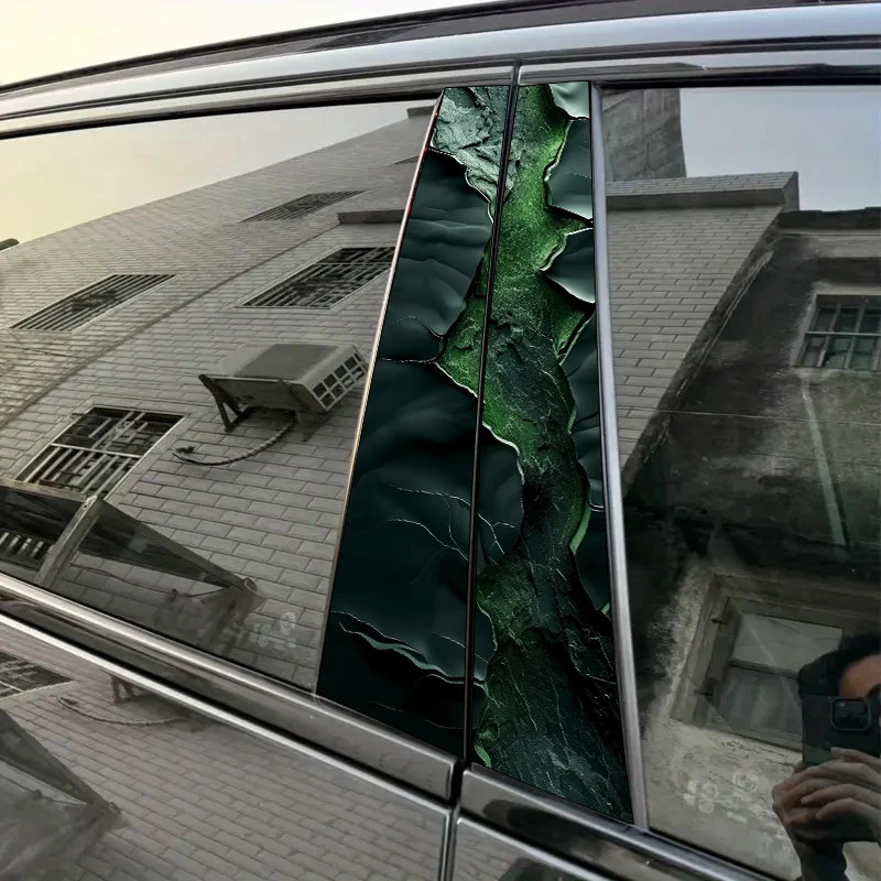 

2 pieces, B-pillar car stickers Green, textured, abstract. Protective film, suitable for all vehicle models