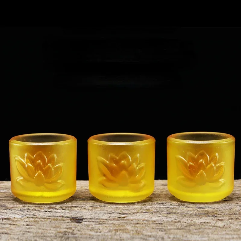 3pc glass Buddha Hall Tribute Cup Chinese style Buddhist supplies Household Sacrifice pray for auspiciousness home decoration