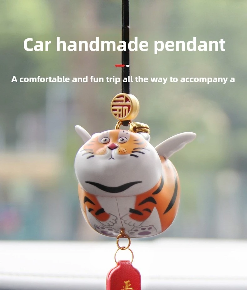 

General Car Pendant Decompression Creative Cute Fat Tiger Panda Ornament Decoration Car Rearview Mirror Decoration Girl