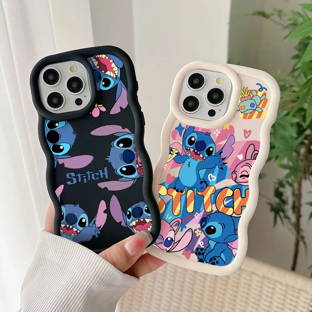 Cute Stitch Couple Love Phone Case For OPPO Reno 2 4 5 6 7 7Z 8 8T 10 11 Z Pro 4G 5G Candy Color Soft TPU Back Cover