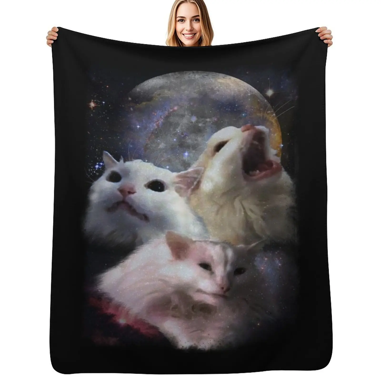 

Triple Thurston Moon Cats! Throw Blanket Travel Size Cozy Blanket for Plane Train