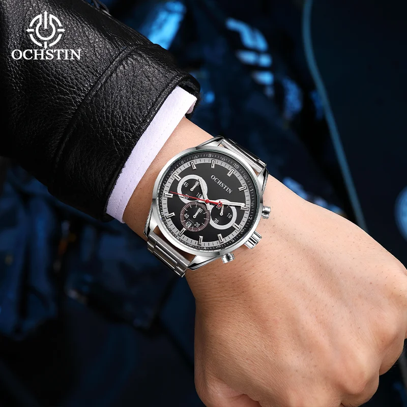 OCHSTIN جديد بيع ساعات حركة الكوارتز الرجال الفولاذ المقاوم للصدأ ساعة اليد مقاوم للماء الفاخرة ولكن منخفضة ساعة للذكور #6