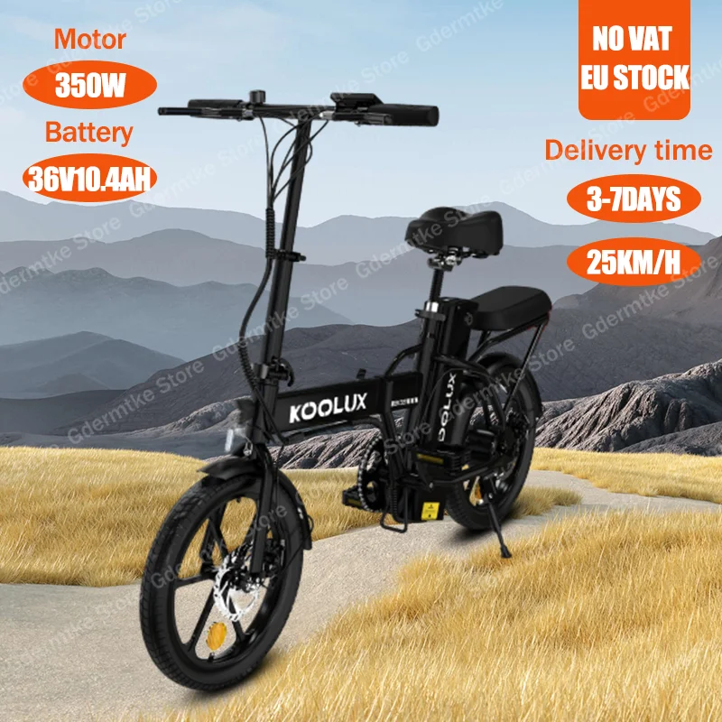 Folding Electric Bike 350W Brushless Motor 36V10.4AH Lithium Battery E Bike Adult 16-inch Tire Disc Brake City Electric Bicycle