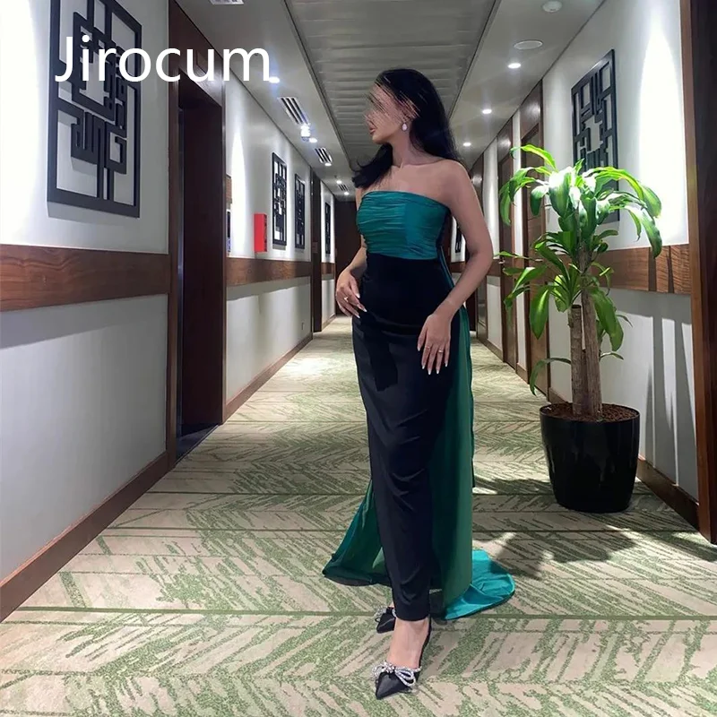 Jirocum Vintage Long Evening Dress Strapless Satin Sleeveless Women's Formal Party Gowns Tight Fit Ankle customized Prom Dresses