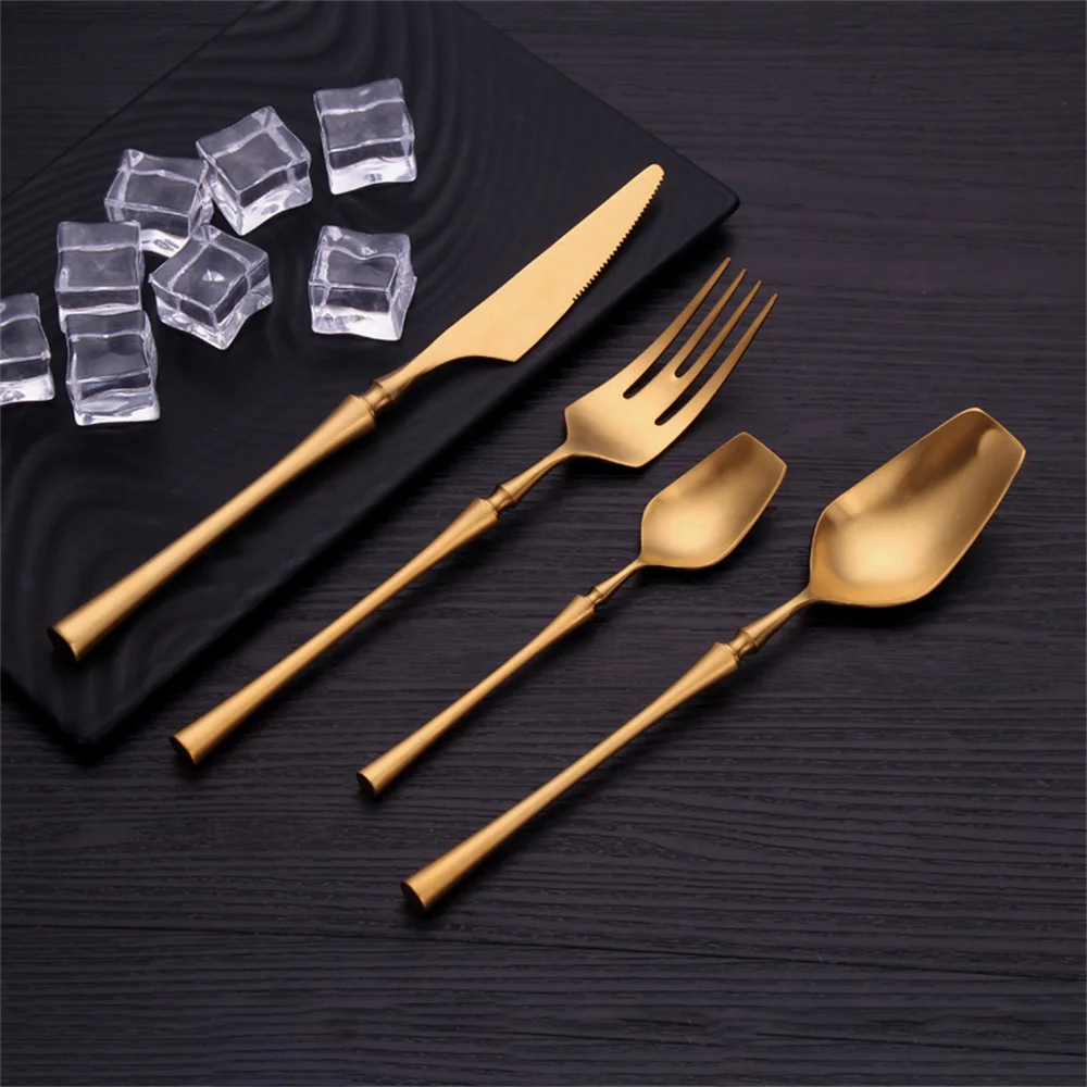 

24 Pcs Gold Dinnerware Stainless Steel Flatware Set Wedding Tableware Set Fork Knife Spoon Kitchen Western Cutlery Dropshopping