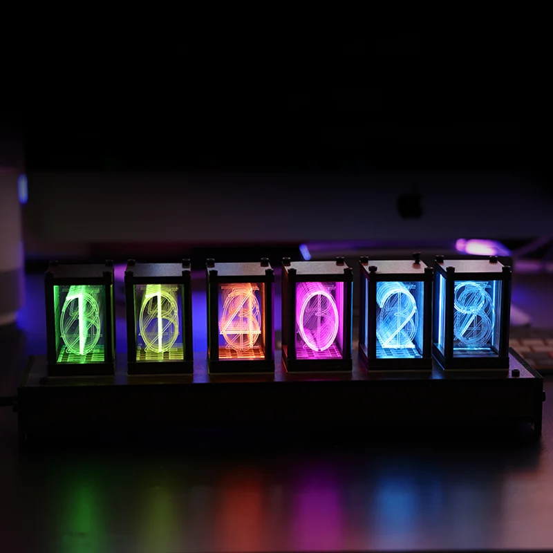 

RGB Glow Tube Electronic Digital Table Clock LED Timer Desktop Watch 16 Million Colors Wooden LED Lighting Desk Clock