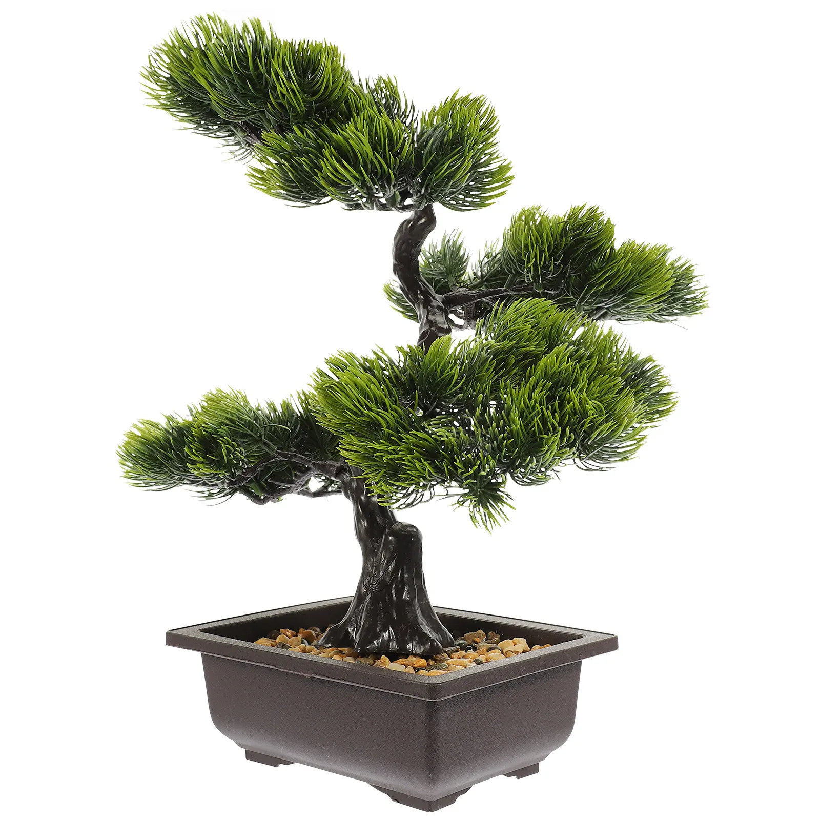 

Artificial Bonsai Pine Tree Realistic Plastic Potted Plant Fake Desk Decorations Small Fake Plant for Living Room Office