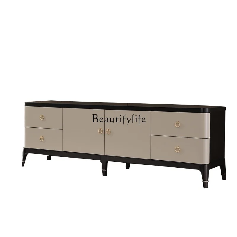 

Postmodern American light luxury walnut TV cabinet simple small apartment bedroom solid wood