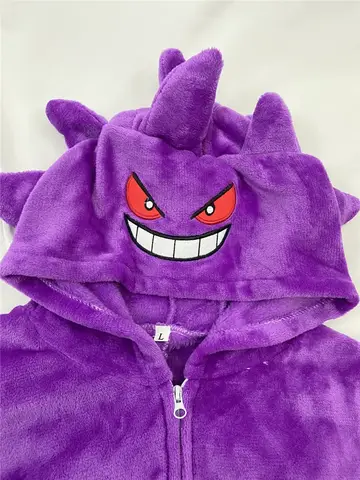 TAKARA TOMY Gengar Cosplay Onesie Kigurumi Flanell Dragkedja För Toalett Halloween Kostym Helkroppspyjamas Pyjamas För Barn 8 best sales Pokémon Badrock - №8