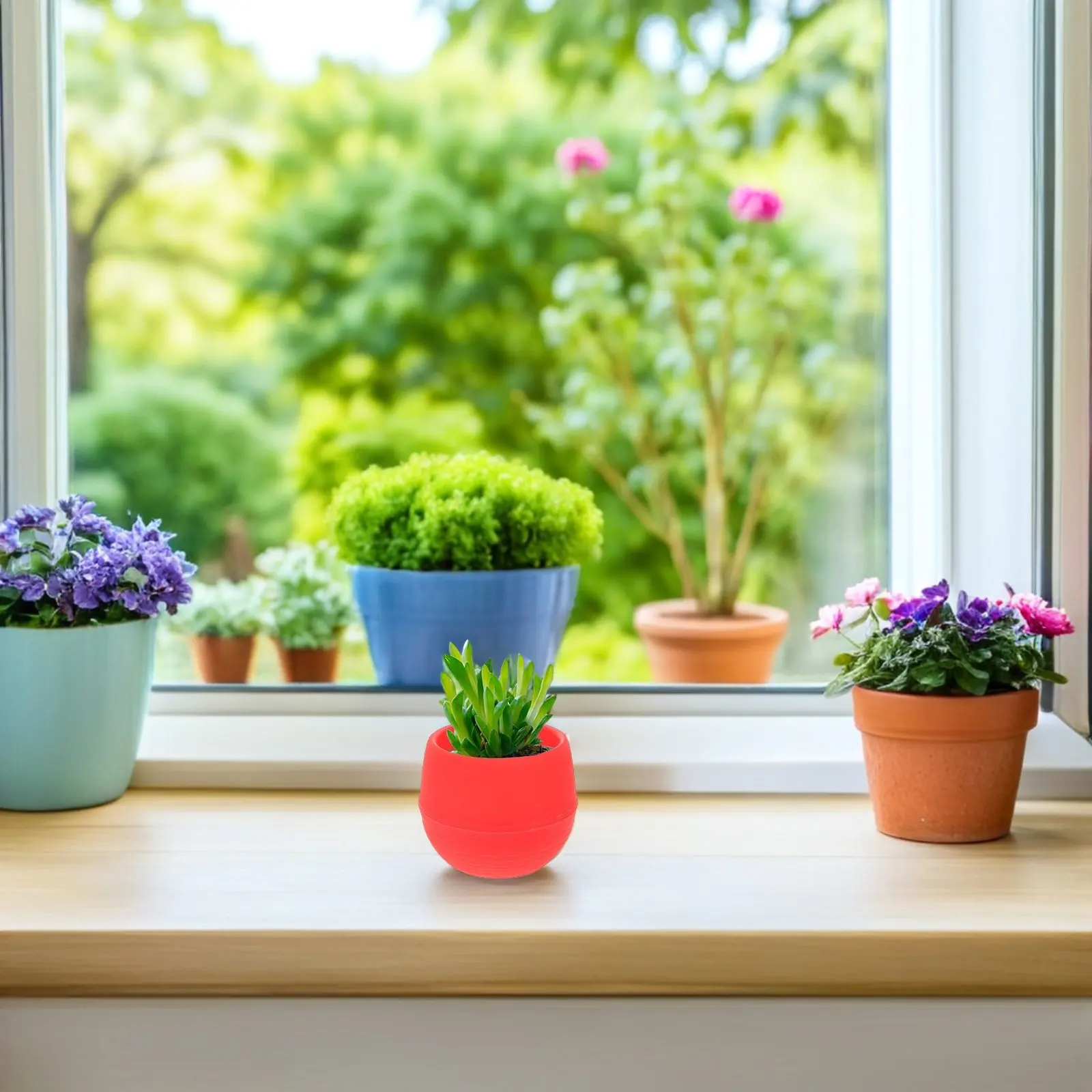 Mini Succulent Planter Pots 10 Pack 3 Inch Resin Self Watering Flower Pots for Desktop Windowsill Decor