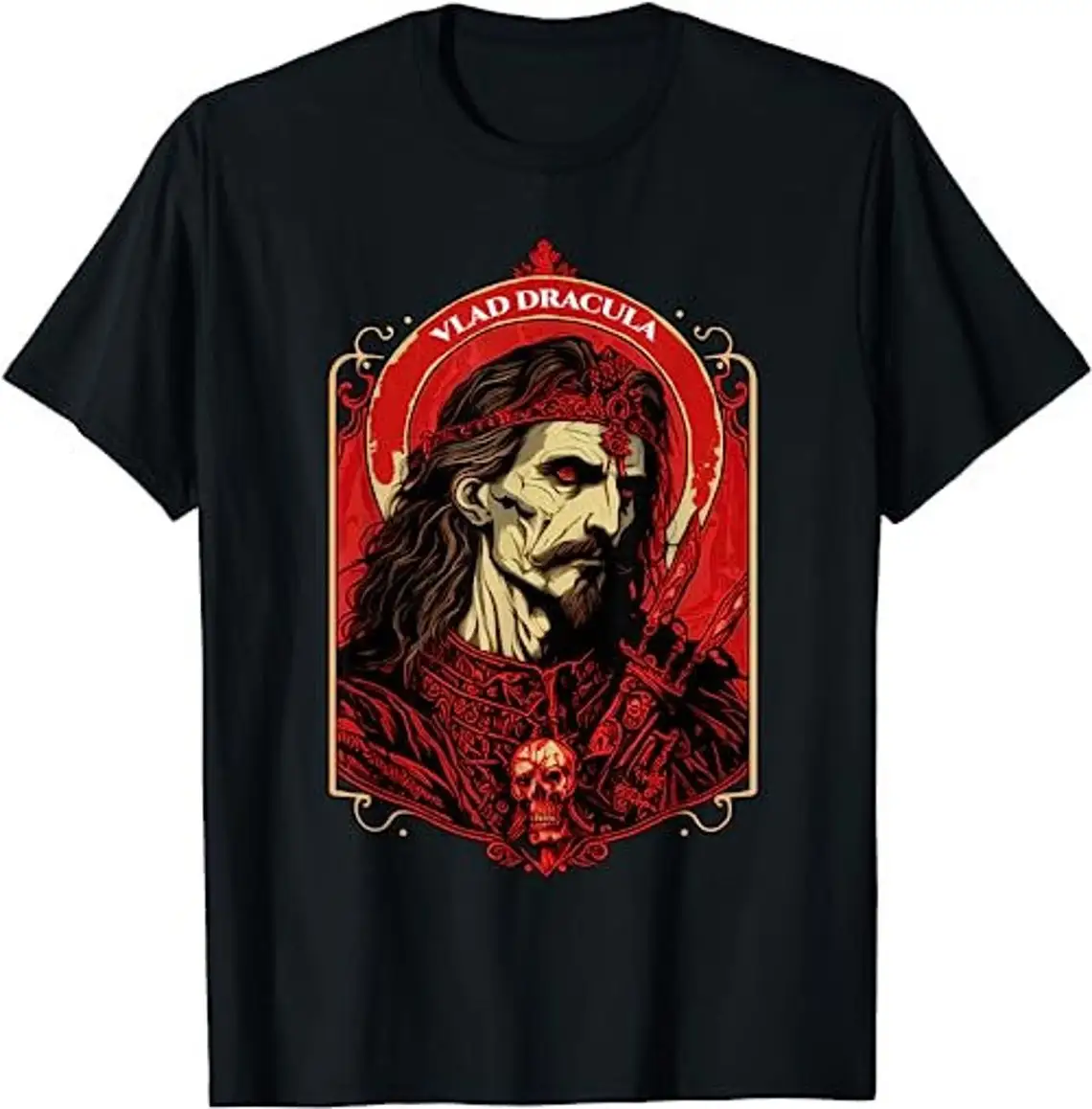 Dracula Vlad The Impaler Tepes Classic Horror Vampire T-Shirt 100% Cotton O-Neck Short Sleeve Casual Mens T-shirt Size S-3XL