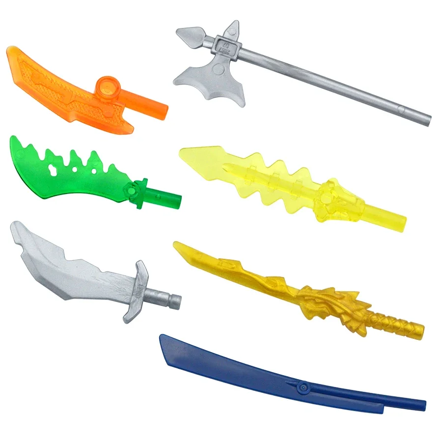 MOC 10 Stück Militärwaffen-Soldatenfiguren Mittelalterliche Bausteine Teile Zauberstab Rüstung Bogen Speer Axt Schulter-Ziegelstein Geschenk Spielzeug – Detail 1