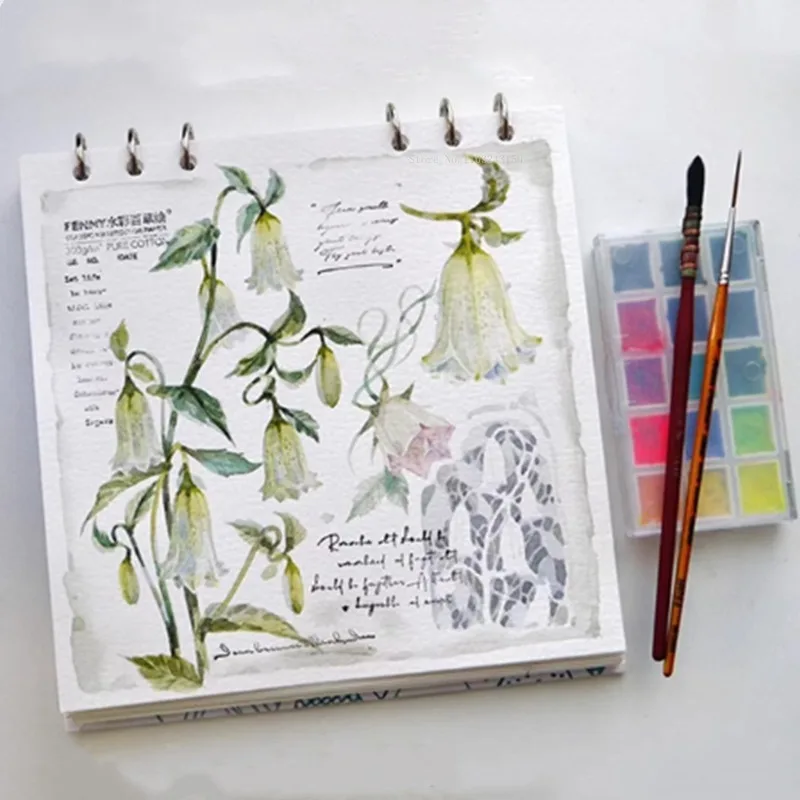 Imagem -03 - Loose Leaf Folding Aquarela Livro para Iniciantes Marcador ao ar Livre Desenho a Lápis Colorido Algodão Art Paper Viagem Sketching 300g