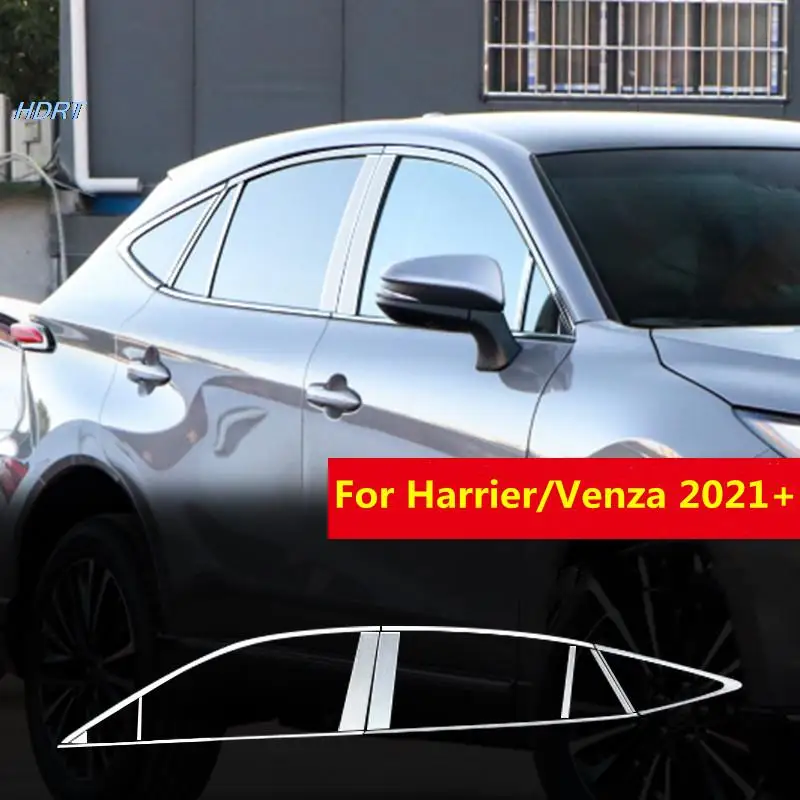 

For Toyota Harrier 2022 / VENZA 2021 Stainless Steel Car Window Center Pillar Cover Trim Stirp Decorative Sticker Accessories