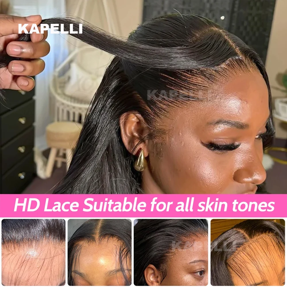Straight Hair 13x4 Transparent Lace Frontal Pre plucked 100% Human Hair Natural Hair Line 4x4 Lace Closure With Baby Hair