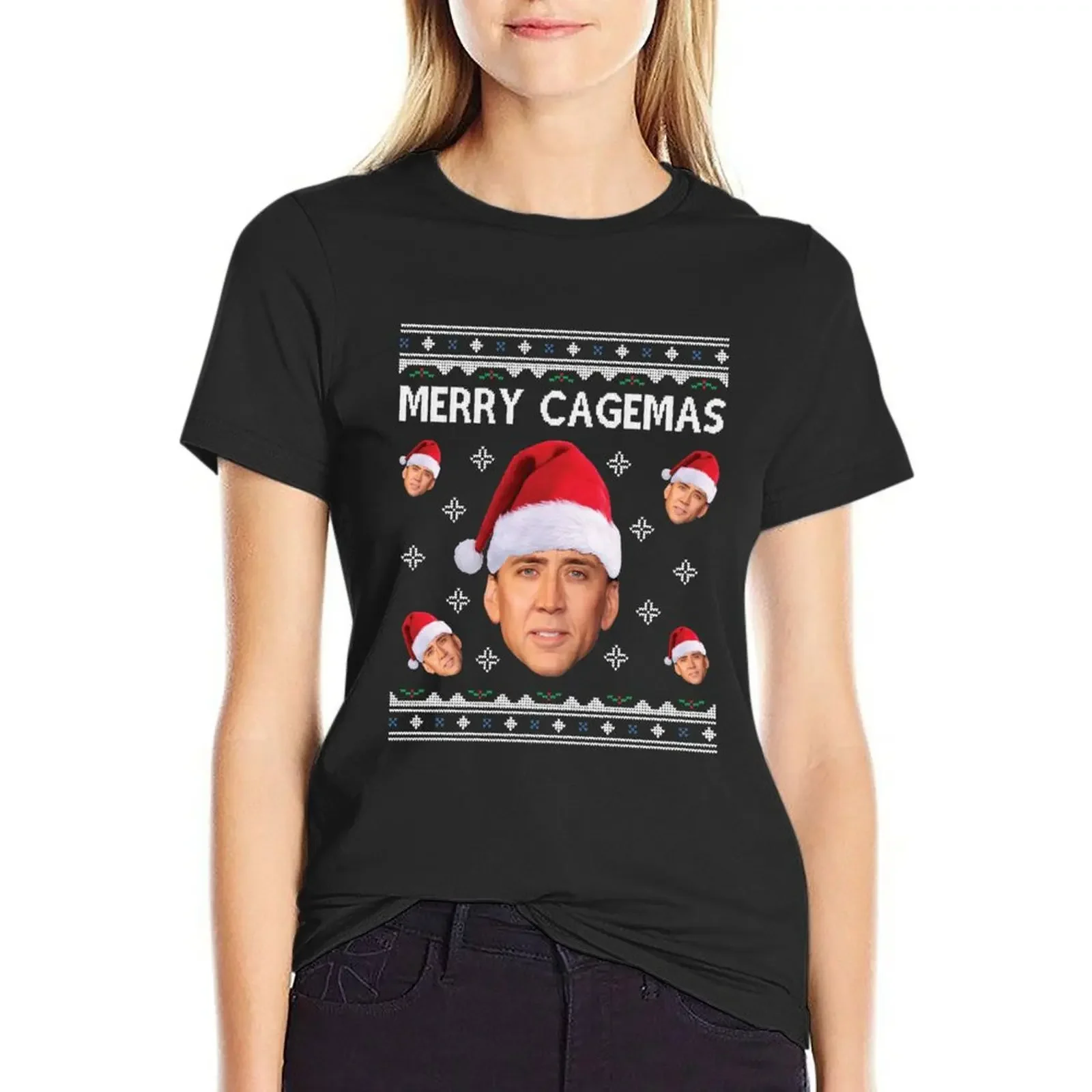 Nicolas Cage Stage Name Actor Filmmaker Coppola Received Many Awards Merry Cagemas Christmas Knitpo T-Shirt