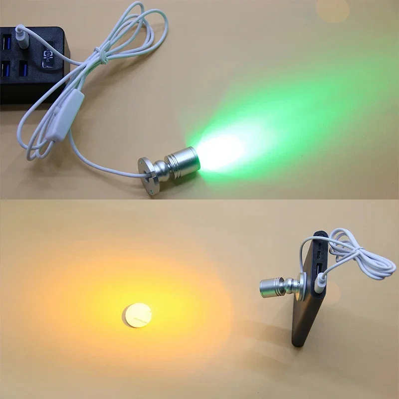 الأضواء USB 5 فولت Led 3 واط خزانة مجوهرات عرض بقعة صغيرة مقعد مصباح السقف مفتاح الإضاءة واجهة USB الطبيعية الأبيض الأحمر الأزرق