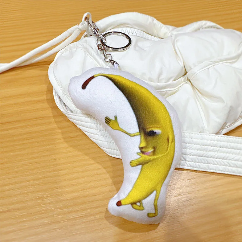 Simulatie Van Een Grote Banaan Pluche Elektrisch Geluidsspeelgoed Creatieve Eigenzinnige Stem Pluche Banaan Sleutelhanger Grappige Geschenken