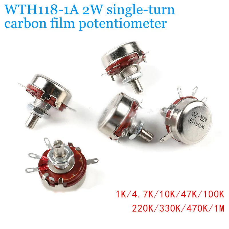 WTH118-1A 2W Single-turn carbon film potentiometer 1K/4.7K/10K/100K/220K/470K/1M
