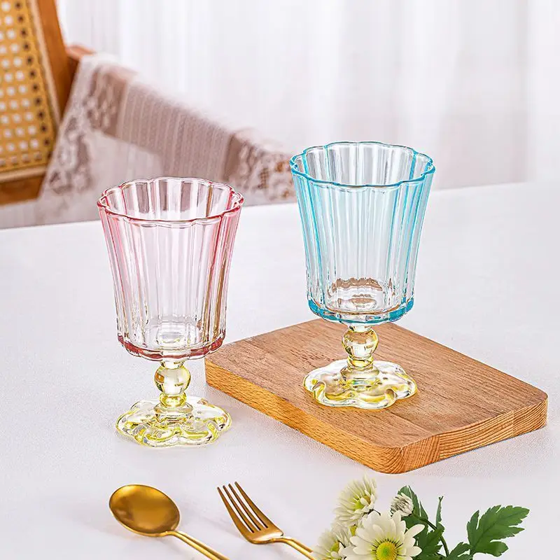 Artistic Colored Glass Fairy Cup with Unique Shape Collectible Statement Piece for Bar Displays, One-of-a-Kind Fairy Goblet Find