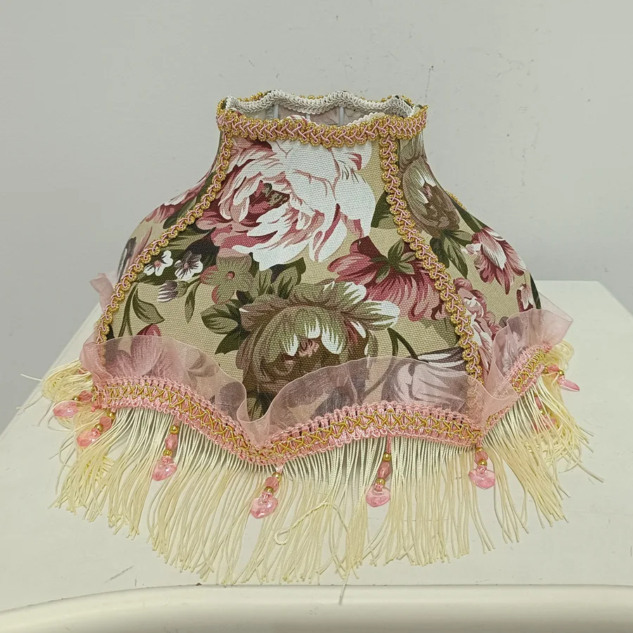 Retro Peony Flower Fabric Lampshade for Table Lamp