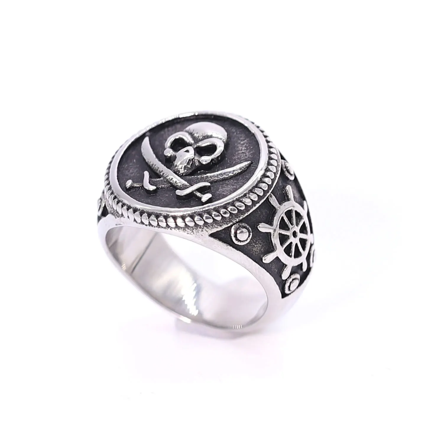 

Pirate Skull Signet Stainless Steel Ring Double Knife Punk Gothic Men's Signet Ring Vintage Viking Y2k Accessories Gift Party