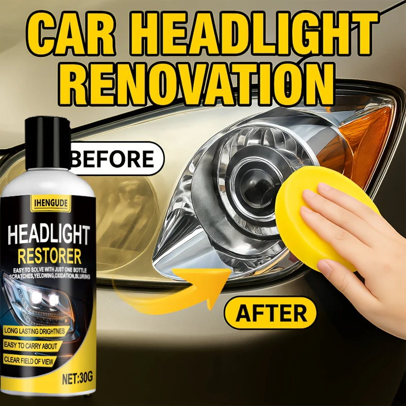 Car Headlight Restoration Kit, Used for Polishing and Waxing to Renew, Reduce Yellowing, Prevent Oxidation, and Enhance Anti-Fog Properties
