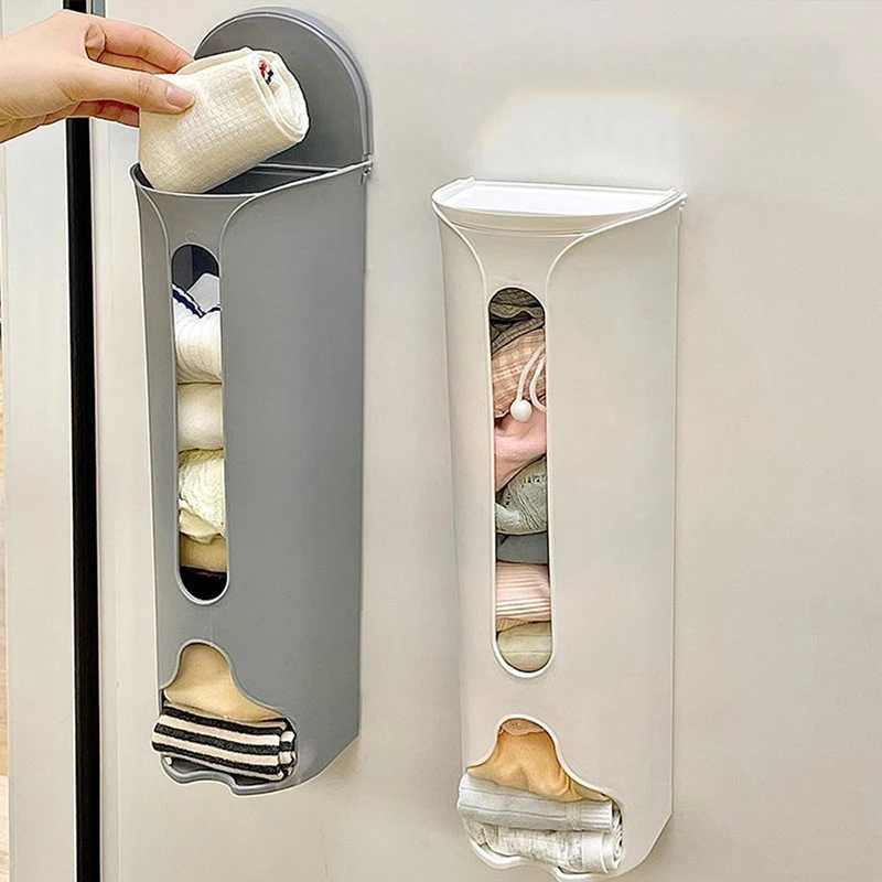 1pc Kitchen Plastic Bag Storage Rack Wall Hanging Bathroom Garbage Bag Storage Box Closet Underwear Underwear Storage Box