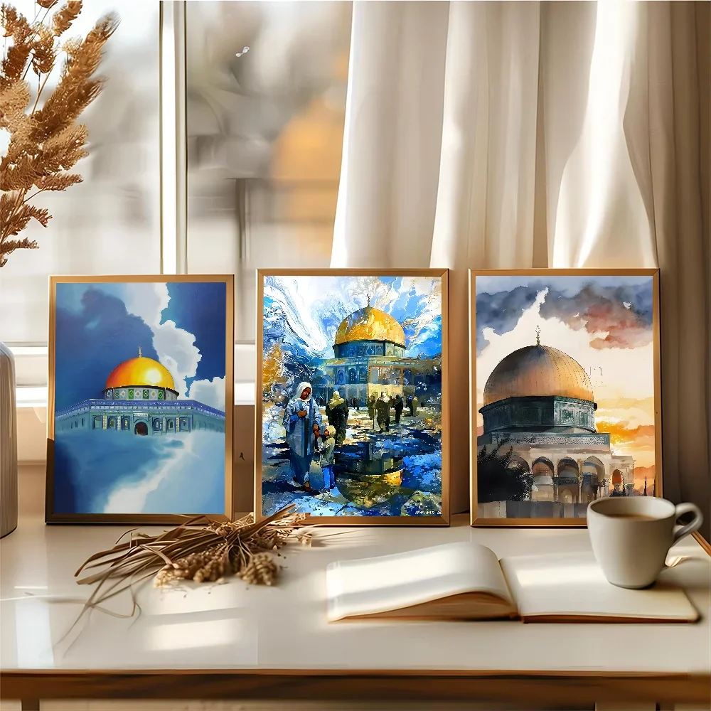 Masjid Al Aqsa Islamic Holy Cities Muslim Good Quality Prints and Posters Vintage Room Home Bar Cafe Decor Aesthetic Art Wall