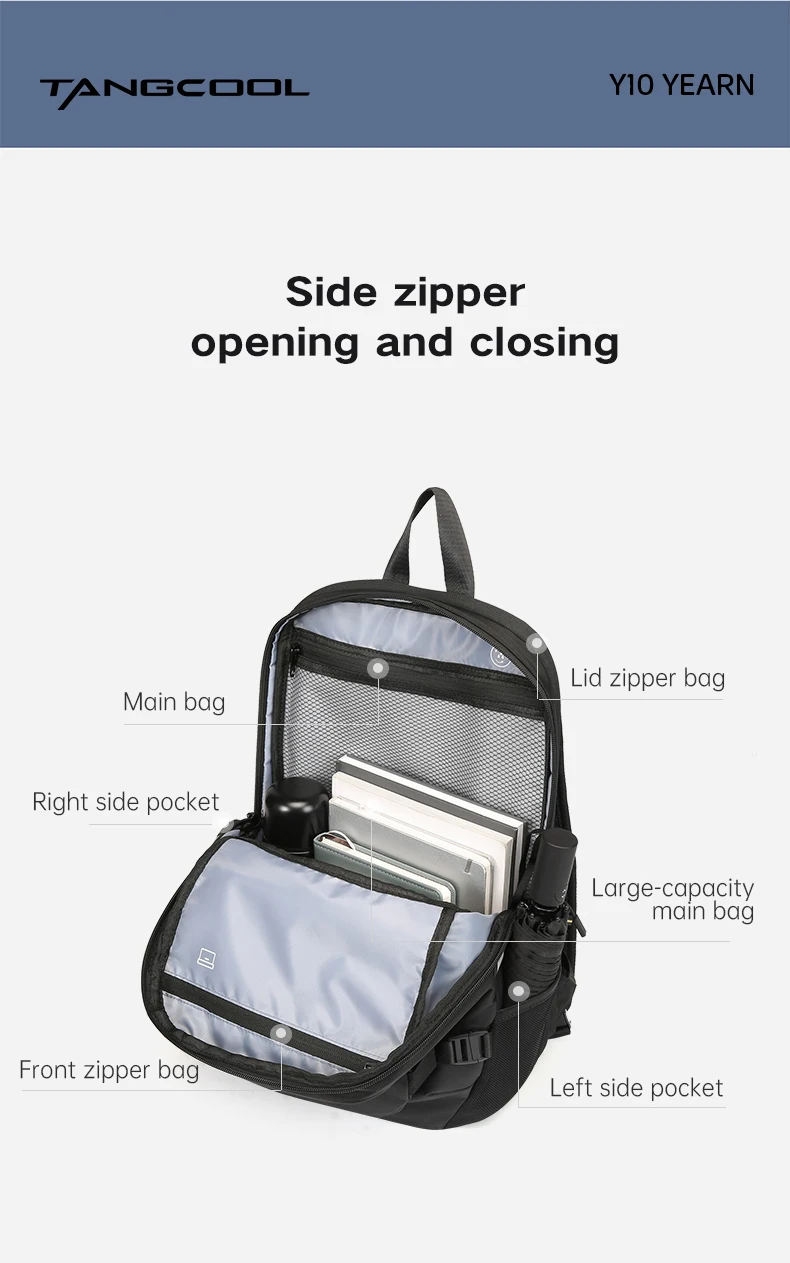 TANGCOOL Convertible Detachable Pocket Backpack Fits 17.3 Inch Notebook Waterproof Ventilated Back Panel Travel Luggage Bag