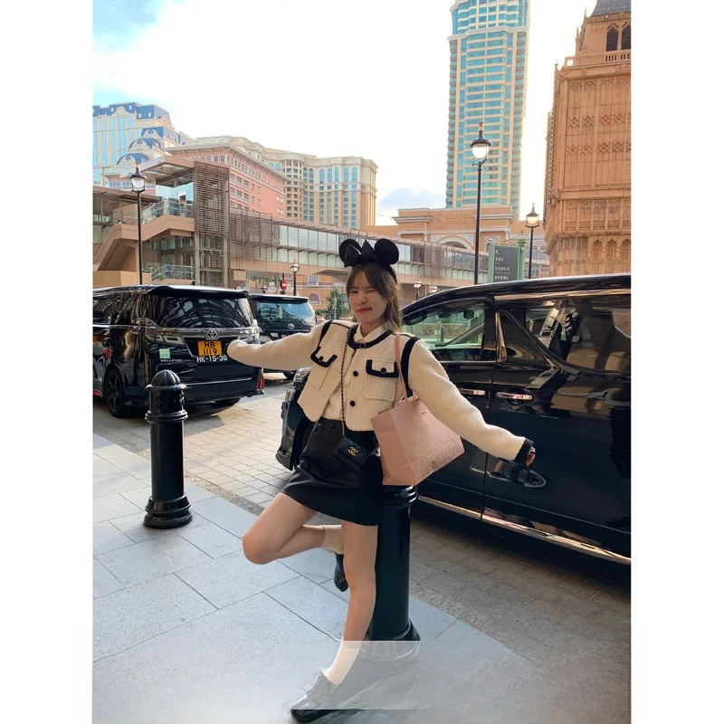 

Белое стеганое пальто Bla White Piano Key для женщин, модное, весеннее, новое, маленького размера, с пуговицами, прямого кроя