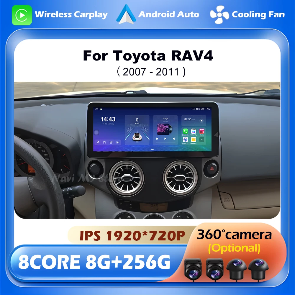 Wireless CarPlay for Toyota RAV4 2007 - 2011 Car intelligent System Navigation GPS Display Touch Screen Android Auto Head Unit