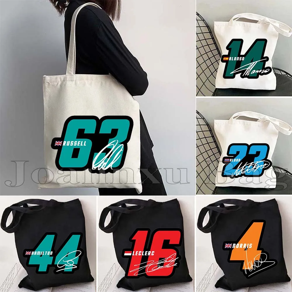 F1 Number Alex Albon 23 Carlos Sainz 55 Lewis Hamilton 44 Lando Norris 4 George Russell 63 Charles Leclerc 16 Tote Bag Handbag