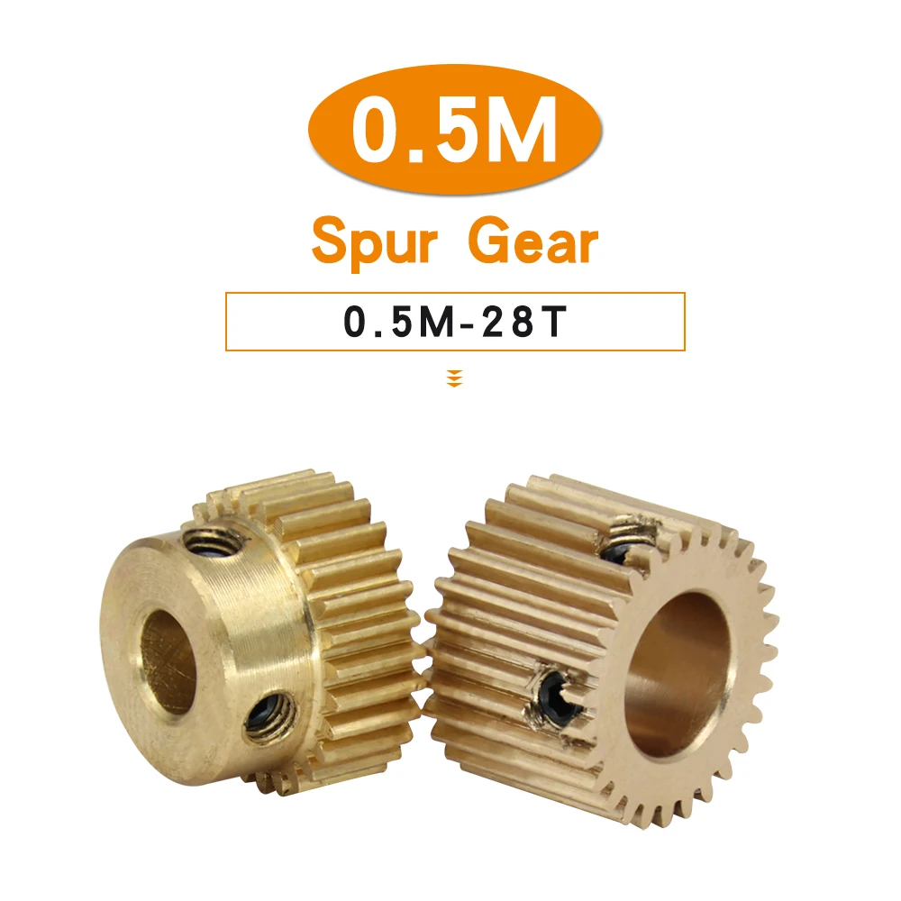 Spur Gear 0.5M-28T Bore Size 4/5/6 mm Copper Brass Mini Worm Gear Teeth Height 5 mm Total Height 10 mm For Drive Gear Box Parts