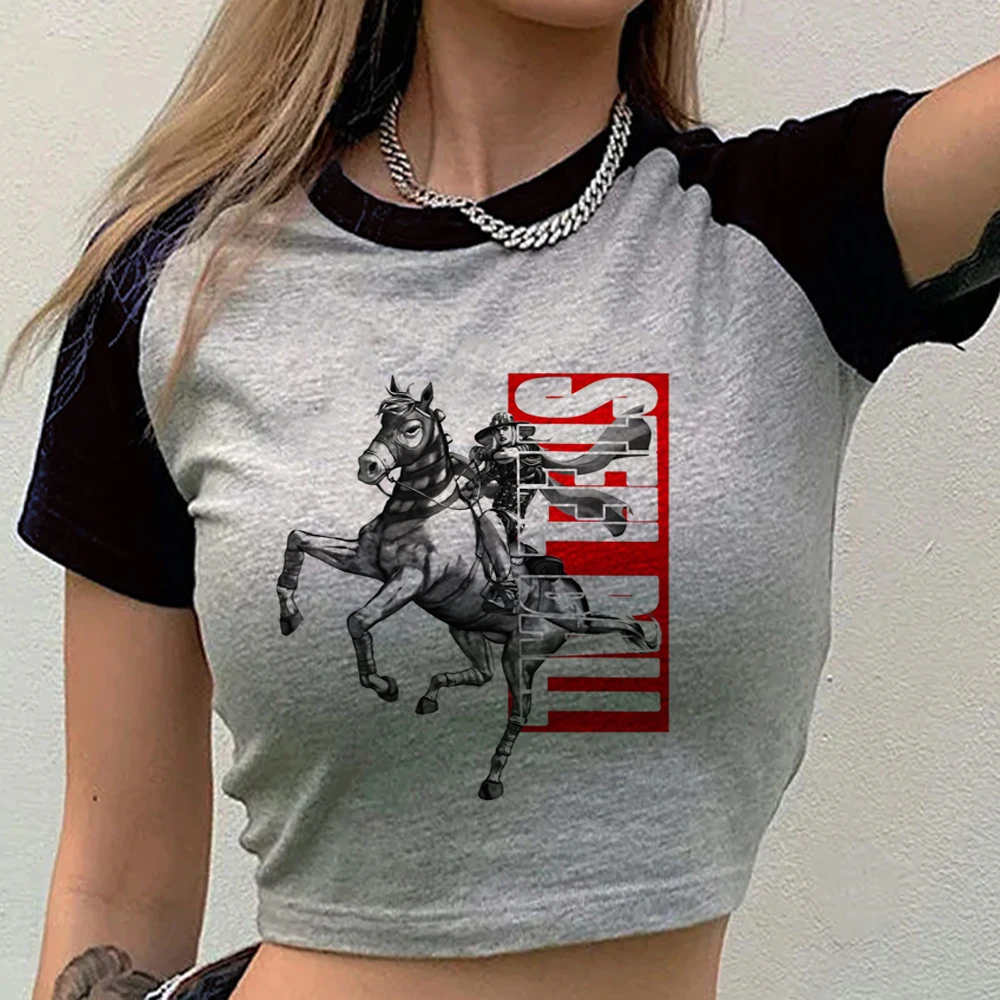 Jojo's Bizarre Adventure cropped top female 2000s cheap baddie cutecore cute top tees meme manga gyaru