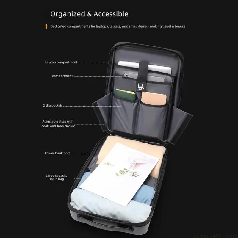 Laptop Carry Bag for 15.6 In Devices, Rigid Shell Front, Storage Room, Lock Design Backpack Wide Opening Main Section