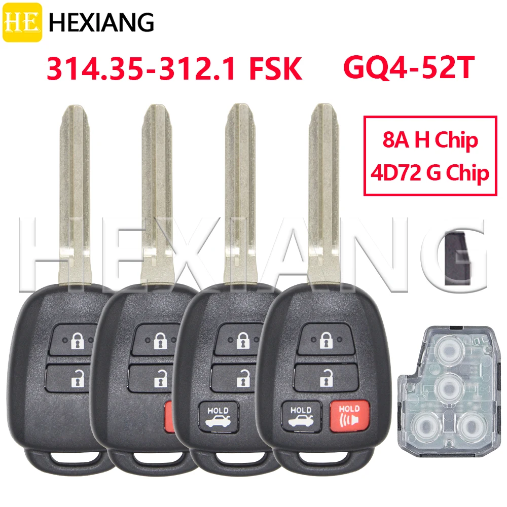 

Автомобильный Дистанционный ключ HE GQ4-52T 4D72G/8A H Chip 314,3 MHz для Toyota RAV4 LE XLE Sequoia Tundra Tacoma Highlander LE Prius Prado VIOS