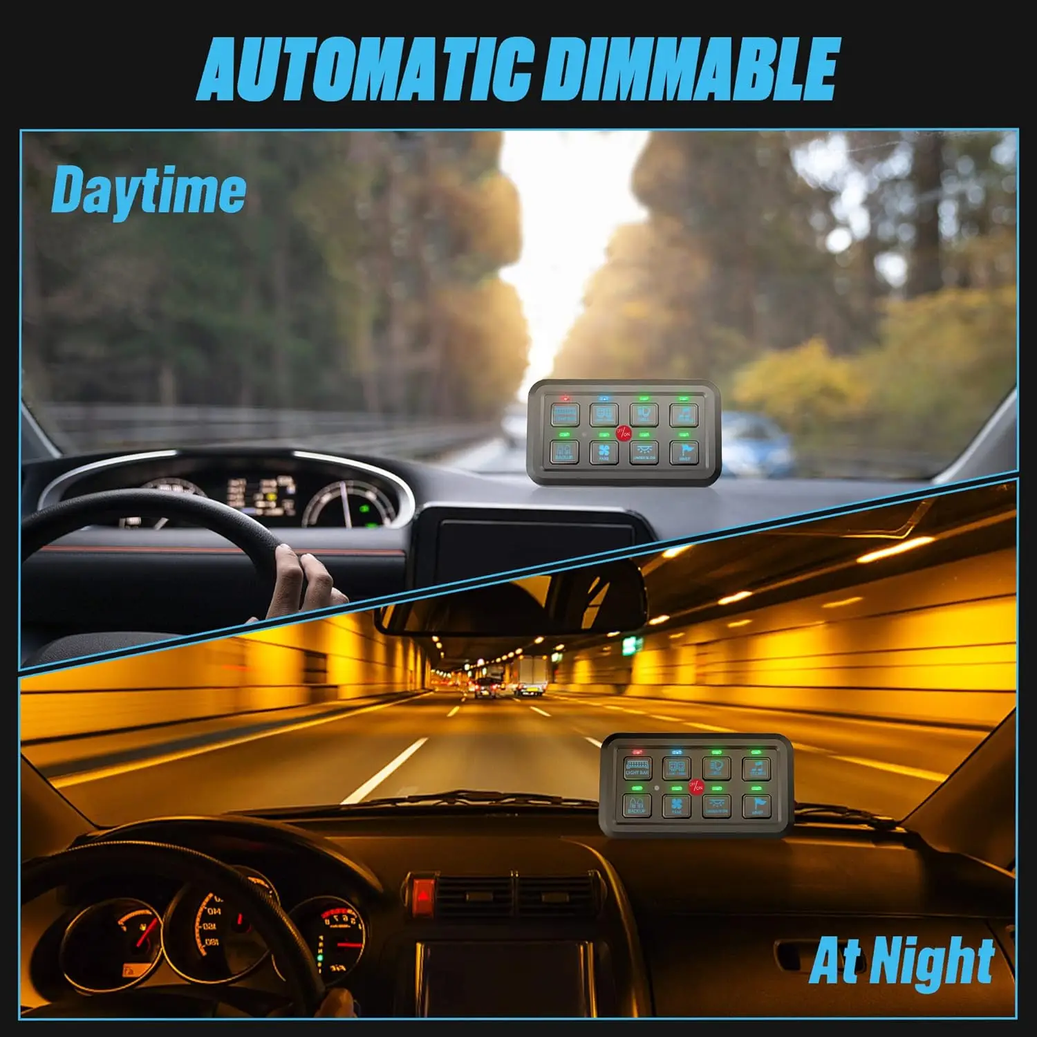 Interruptor de Panel Universal de 8 bandas encendido apagado 12V Panel de interruptor de Control RV iluminado Sysmtem universal para coches