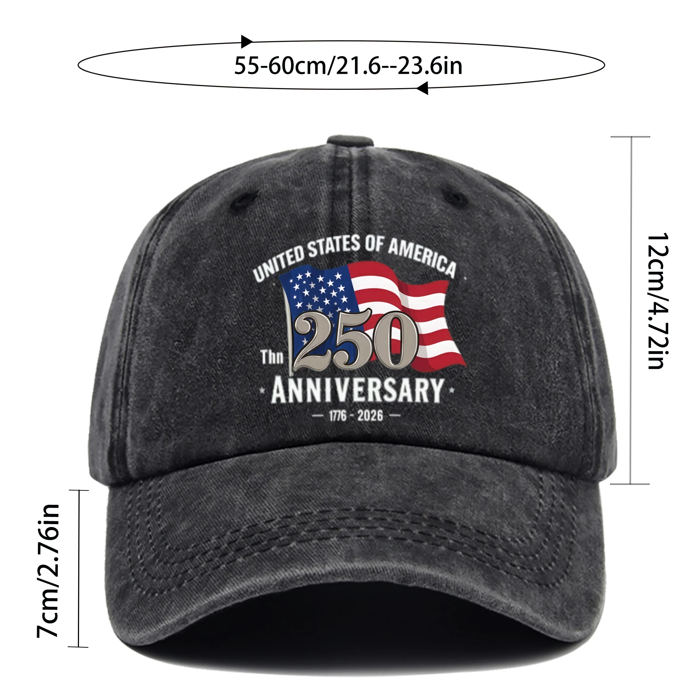 1pc 250th Anniversary of the Founding of the United States Commemorative Printed Baseball Cap, Decorated with an American Flag P