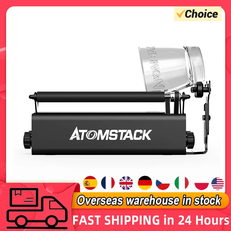 ATOMSTACK R3 PRO Roller for Cylindrical Irregular Objects 360° Rotating Engraving Axis 8 Angle Adjustments Support Frame Engrave