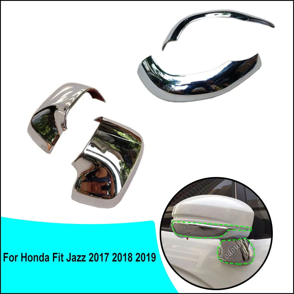 

For Honda Fit Jazz 2017 2018 2019 Car Eyebrow ABS Chrome Rear View Rearview Side Glass Mirror Cover Trim Strip Sticks Frame