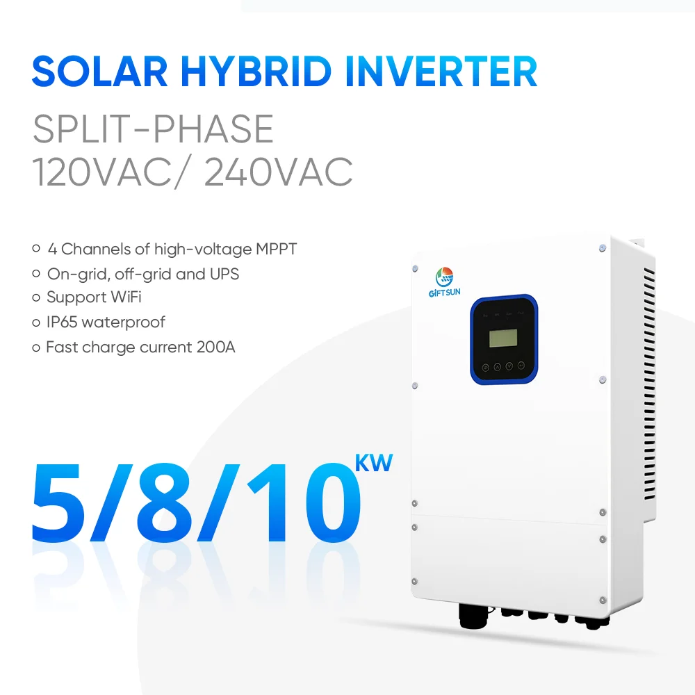 5kw 8kw 10kw Parallel Home energy storage hybrid 48v split phase inverter on/off grid inverter solar inverters