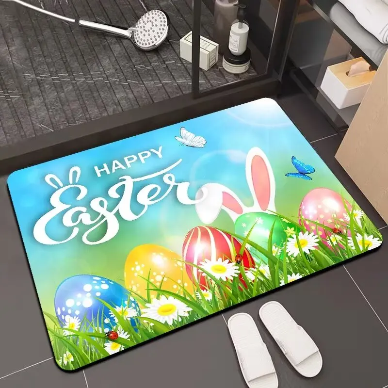 Easter Egg Print Carpet for Livinhg Room Home Sofa Entrance Small Area Decoration Rug Bedroom Bathroom Decor Non-slip Floor Mats